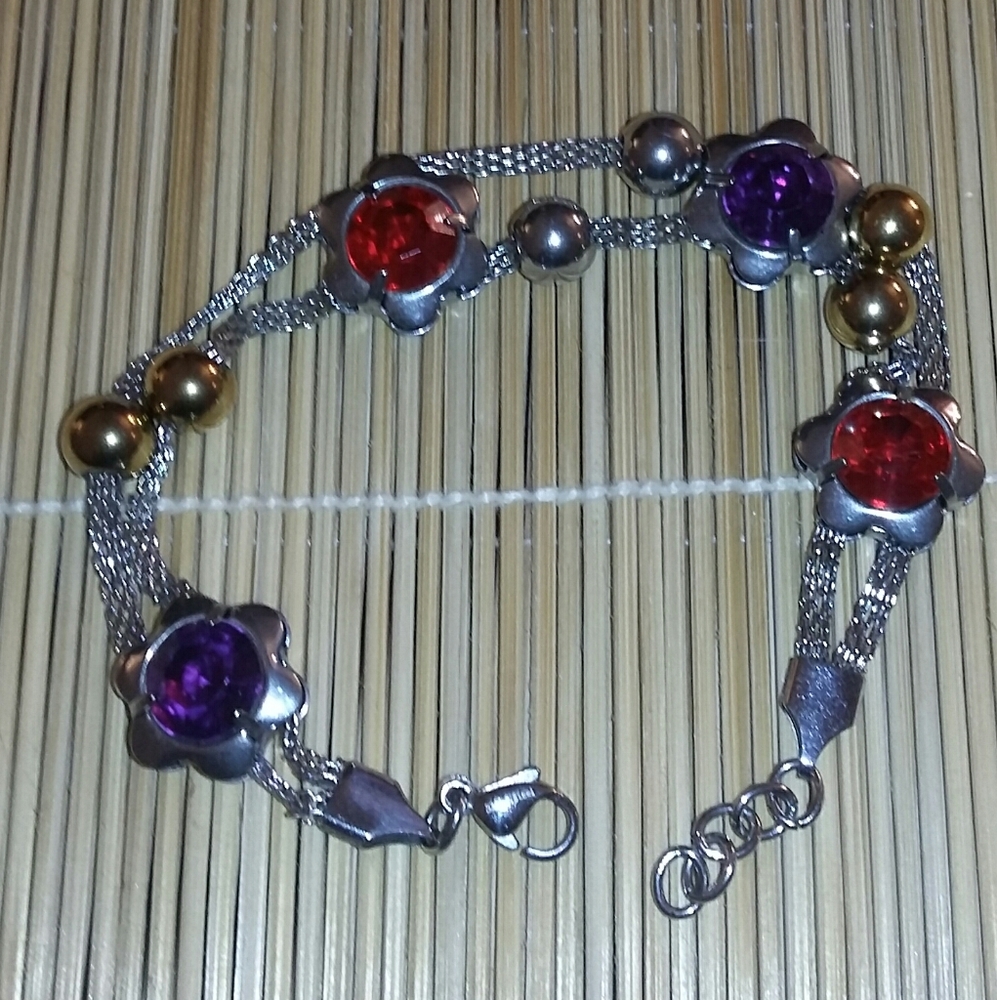 😍Stainless Steel Multi-colored Flower Bracelet